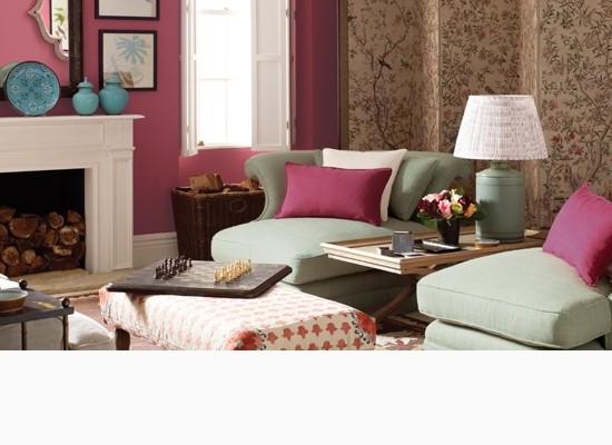 Antik obývací pokoj v růžové