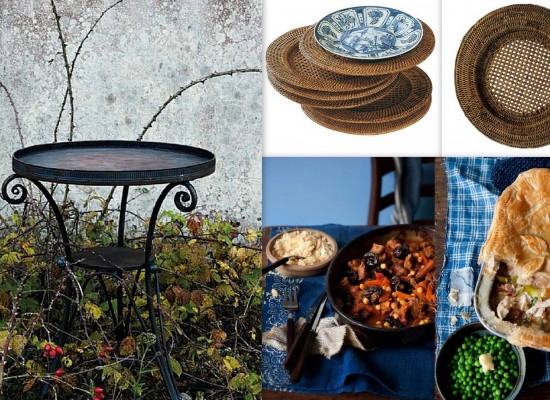 Kovový stolek pro podzimní piknik