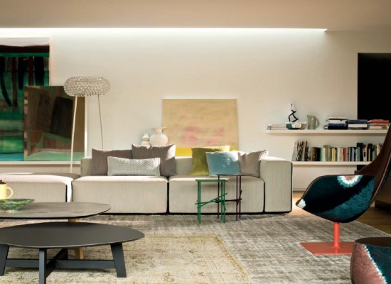 Moderní obývací pokoj s prvky retra 