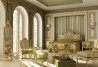 Extravagantní ložnice s okázale luxusním nábytkem